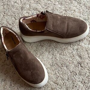Brown Suede Slip-On Loafers